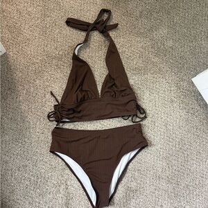 Shein Brown Halter Bikini Set